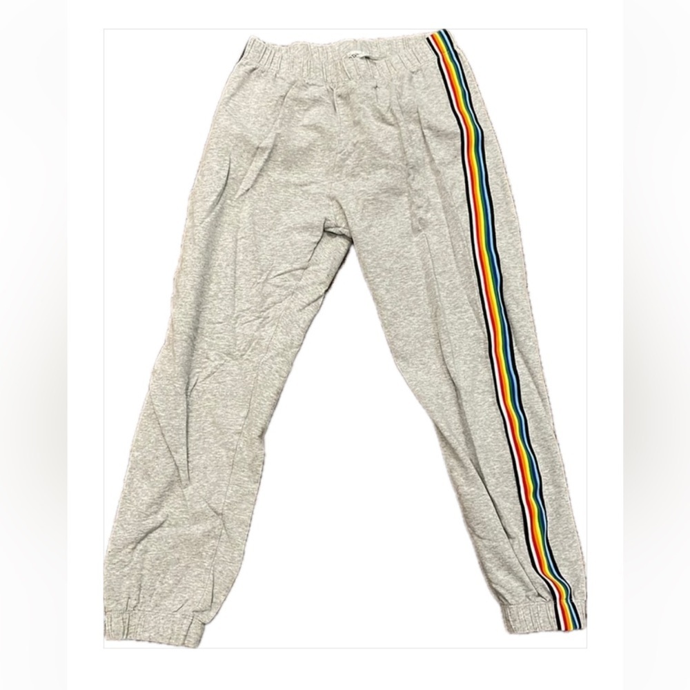 Hannah Sky Gray joggers with rainbow stripe detail